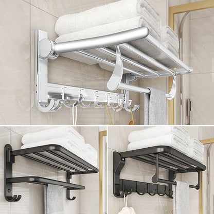 Skorter | Chrome/Black Classic Bathroom Accessories Set Modern Bath Shelf/Towel Bar & Paper Holder