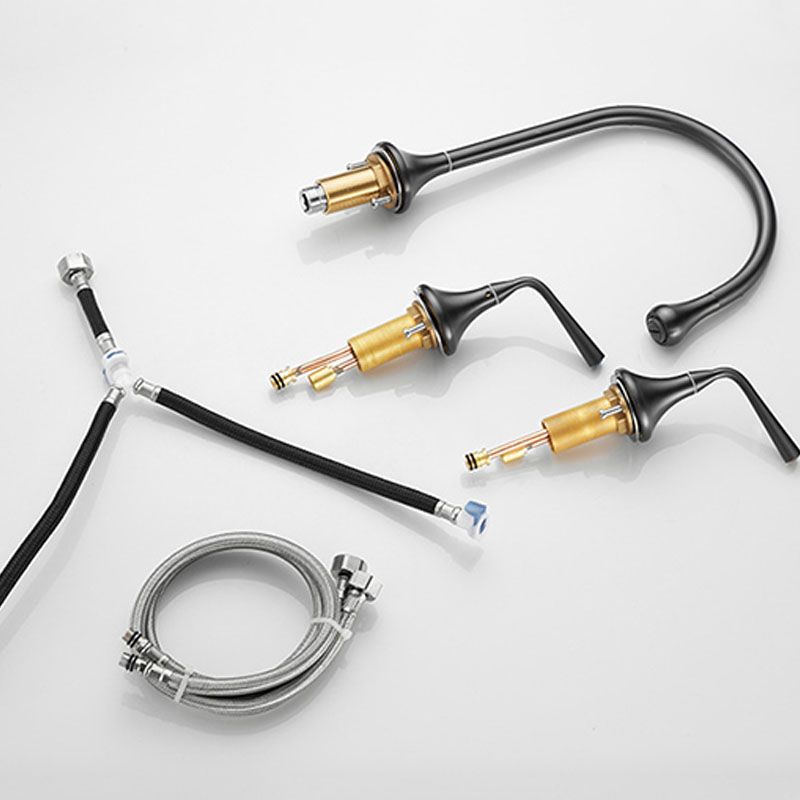 Skorter | Double Handle Tub Filler Deck Mounted High Arc Brass Modern Roman Tub Filler