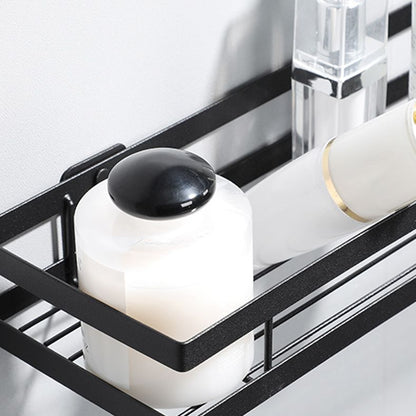 Skorter | 2-piece bathroom shelf made of matte black metal bathroom hardware set