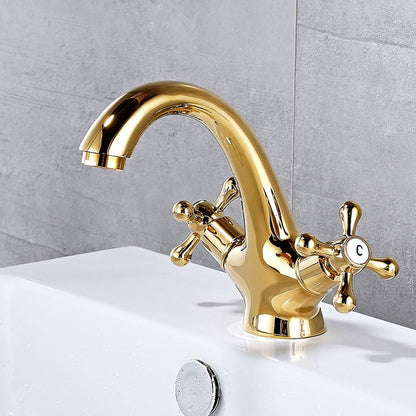 Skorter | Bathroom Vessel Faucet Double Cross Handle Low Arc Industrial Sink Faucet