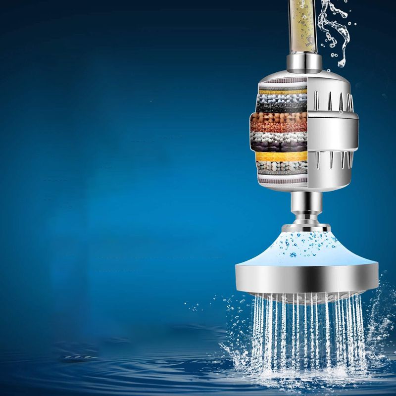 Skorter | 5 Sprays Shower Head Wall Mounted Silver Round Fixed Shower Head