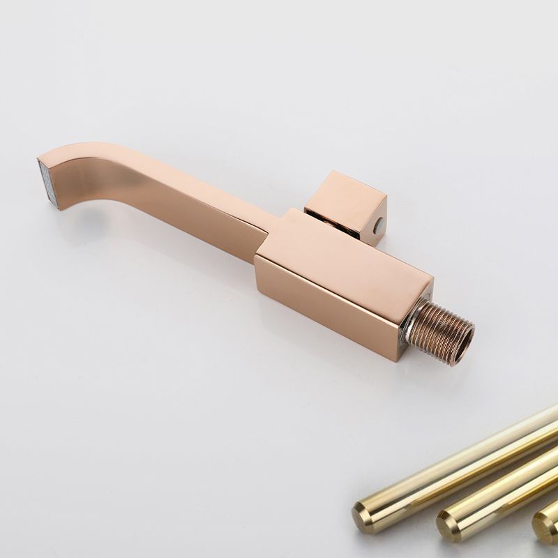 Skorter | Contemporary Wall Mounted Bathroom Faucet Handle Knob Solid Brass Square Faucet