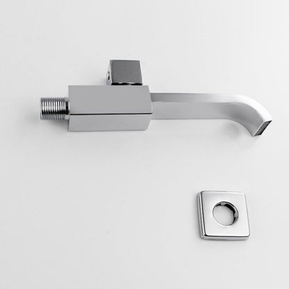 Skorter | Contemporary Wall Mounted Bathroom Faucet Handle Knob Solid Brass Square Faucet