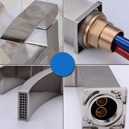 Skorter | Cubic Chrome Bathroom Faucet Low Arc Single Lever Basin Faucet