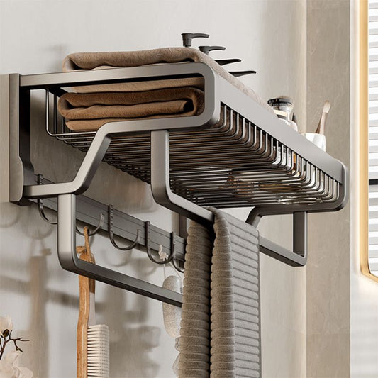 Skorter | Contemporary bathroom accessory set made of matte stainless steel-aluminum with bathrobe hook/towel rail