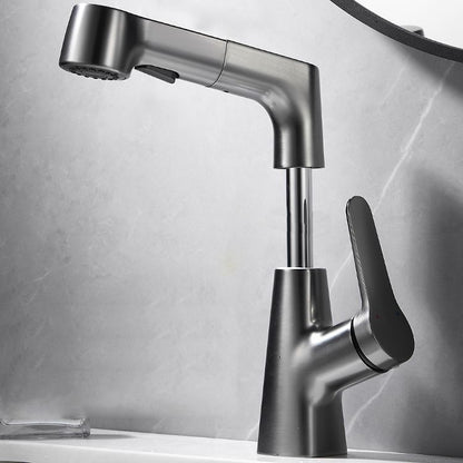 Skorter | Bathroom Vessel Faucet High Arc Three-Way Spout Single Handle Faucet with Pull-Out Sprayer