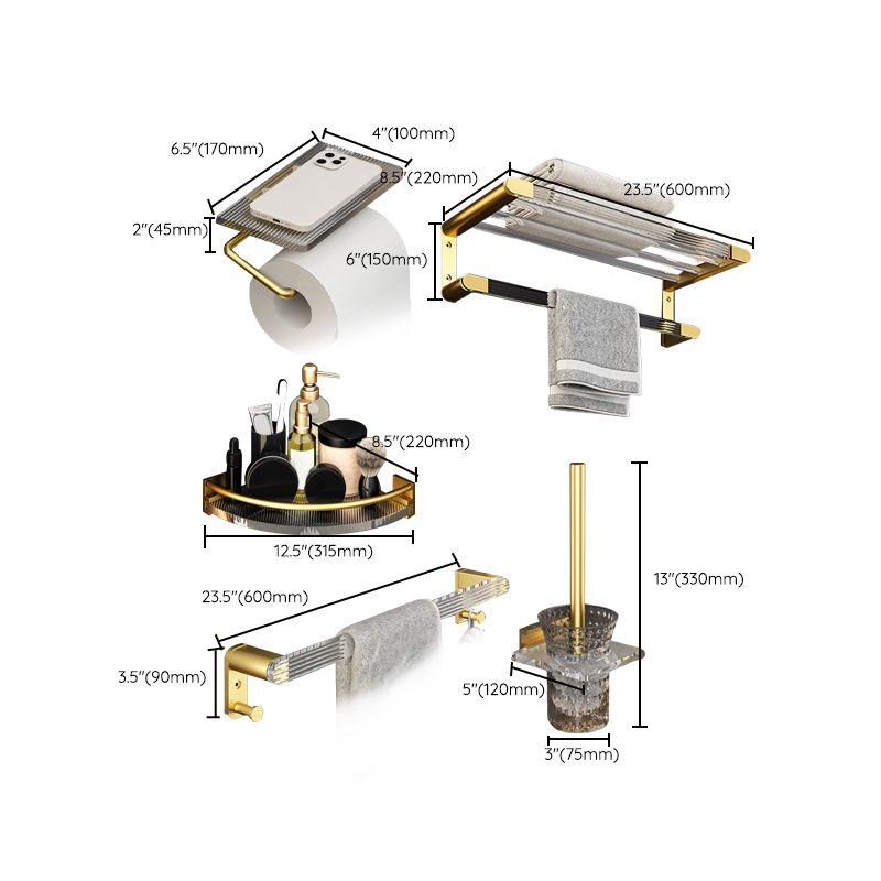 Skorter | 6-piece bathroom accessory set made of gold-colored metal bathroom hardware set