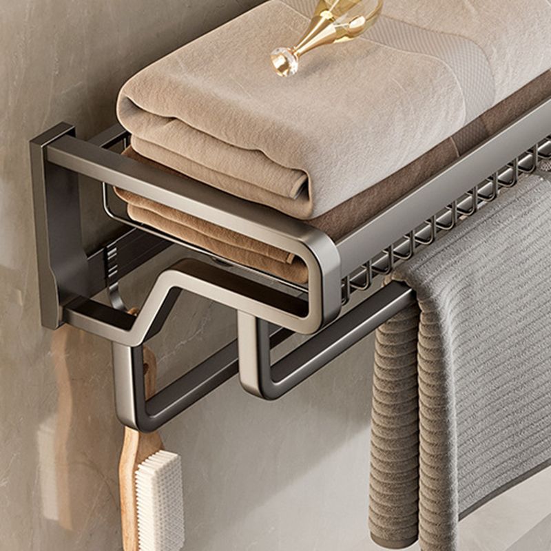 Skorter | Aluminium modern bathroom accessory set polished grey bathroom shelf/toilet paper holder/robe hooks