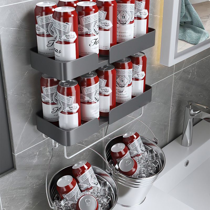 Skorter | 3-piece modern bathroom hardware set aluminum bathroom shelf in gray