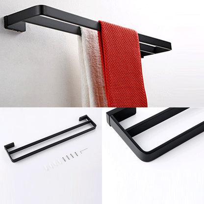 Skorter | Black Bathroom Accessories Hardware Set with Towel Bar and Bathroom Shelf