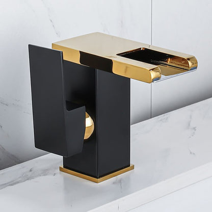 Skorter | Waterfall basin mixer tap square lever handle with LED three-color light