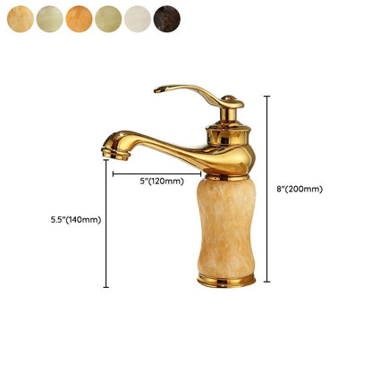Skorter | Deck Mounted Copper Tub Faucet Low Arc Roman Tub Faucet Set with Jade