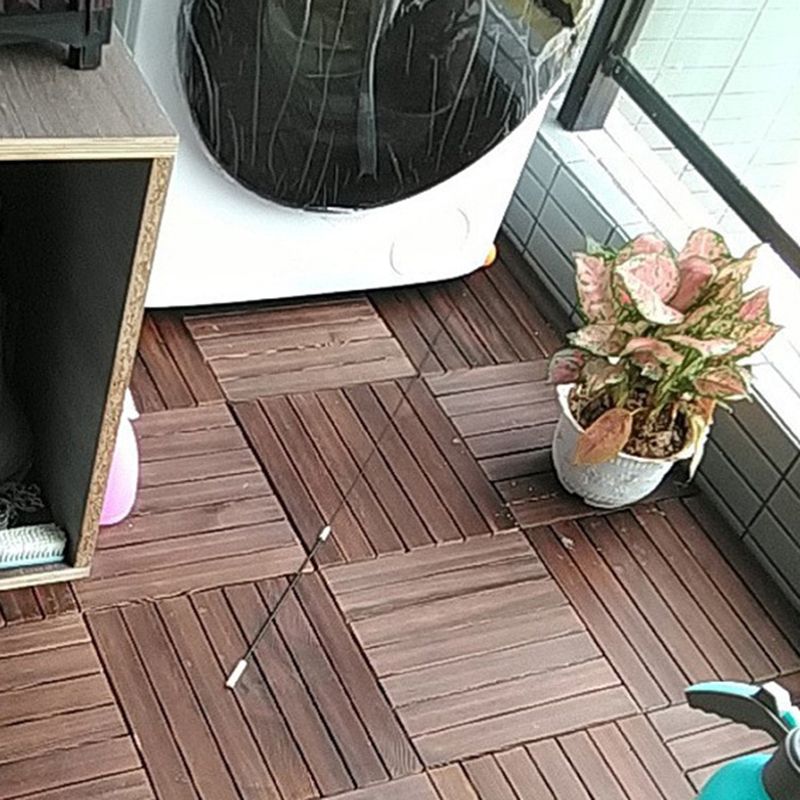 Skorter | 7-Slat Square Wooden Terrace Tiles Click Installation Outdoor Floor Tiles