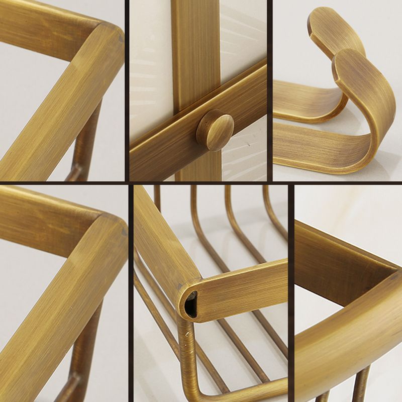 Skorter | Brass Traditional Bathroom Accessory Set Vintage Bronze Bath Shelf/Towel Holder/Bathrobe Hook