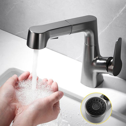 Skorter | Bathroom Vessel Faucet High Arc Three-Way Spout Single Handle Faucet with Pull-Out Sprayer