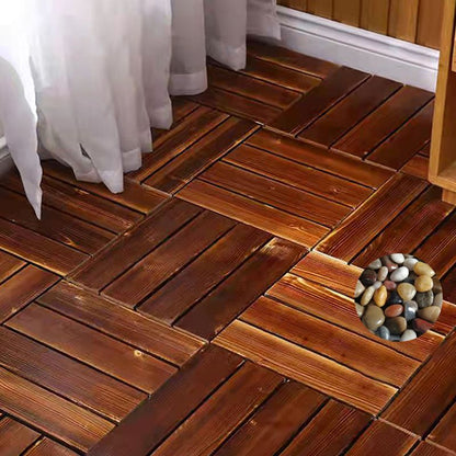 Skorter | 4-Slat Wood Floor Tiles Interlocking Installation Floor Tiles