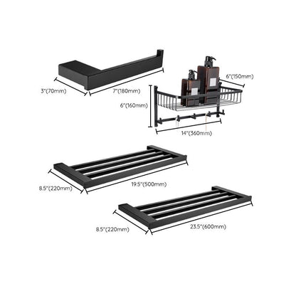 Skorter | 5-piece Modernism Bath Accessory Set in Matte Black Stainless Steel