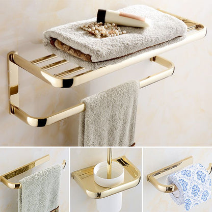 Skorter | Chrome/Gold Bathroom Accessory Set Modern Metal Bathroom Hardware Set