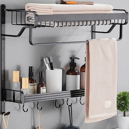 Skorter | Black / Silver Bathroom Accessories Aluminium Hardware Set Bathroom Shelf