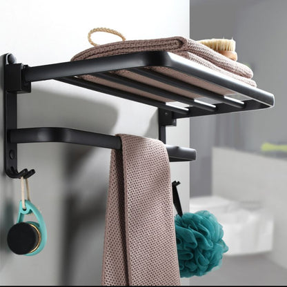 Skorter | Contemporary Bathroom Accessory Set Black Surface Bathrobe Hook/Towel Ring Bar