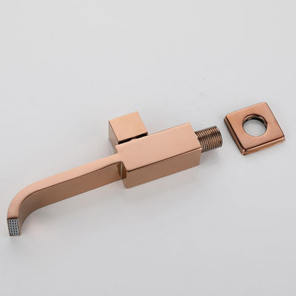 Skorter | Contemporary Wall Mounted Bathroom Faucet Handle Knob Solid Brass Square Faucet