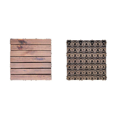 Skorter | 7-Slat Square Wood Floor Tiles Click Installation Outdoor Floor Tiles