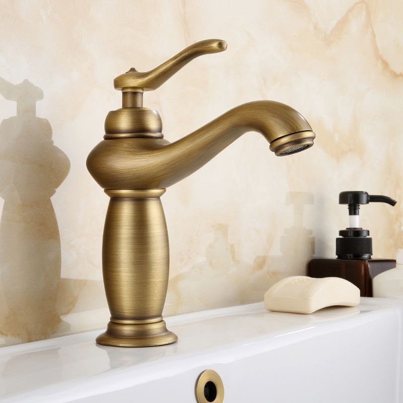Skorter | Brass Bathroom Vessel Basin Faucet Single Lever Handle Round Basin Faucet with Water Hose