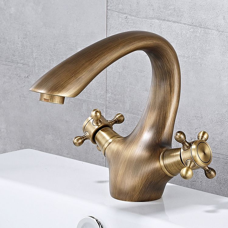 Skorter | Bathroom Vessel Faucet Double Cross Handle Low Arc Industrial Sink Faucet