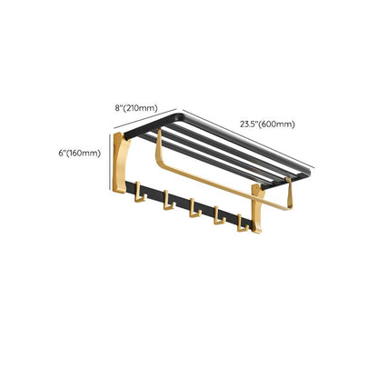 Skorter | Contemporary Bath Accessories Set Black & Golden Bath Shelf/Towel Bar