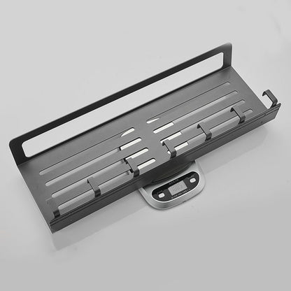 Skorter | 7-piece bathroom hardware set matte black/gray with bath shelf/towel holder/bath towel hooks