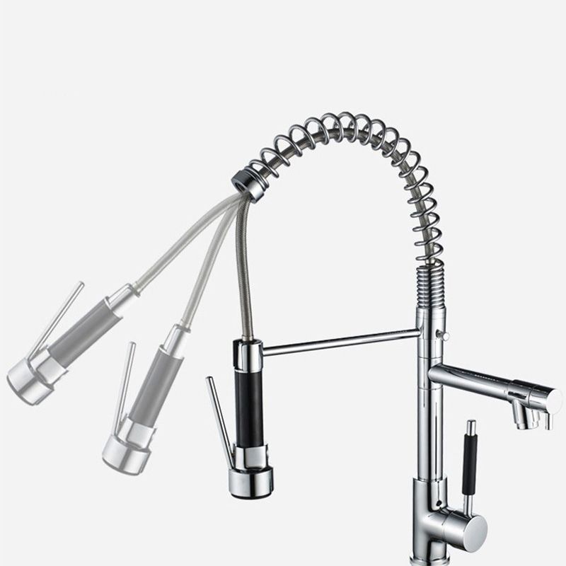 Skorter | Glam Basin faucet Brass lever fittings Spring neck three-way outlet Bathroom sink faucet