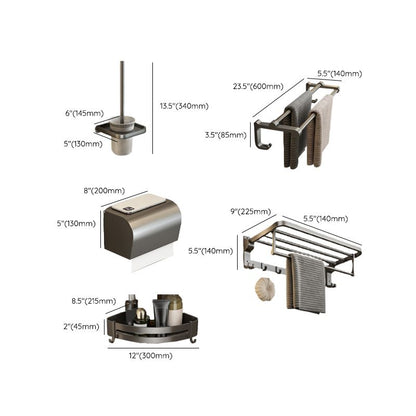 Skorter | Contemporary Bathroom Accessory Set Grey Aluminum Bathroom Accessory Kit