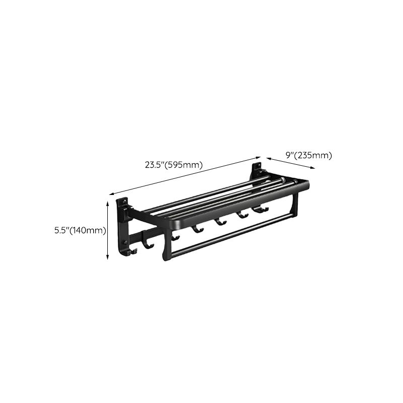Skorter | Contemporary bathroom accessory set with black finish and bath shelf/towel bar