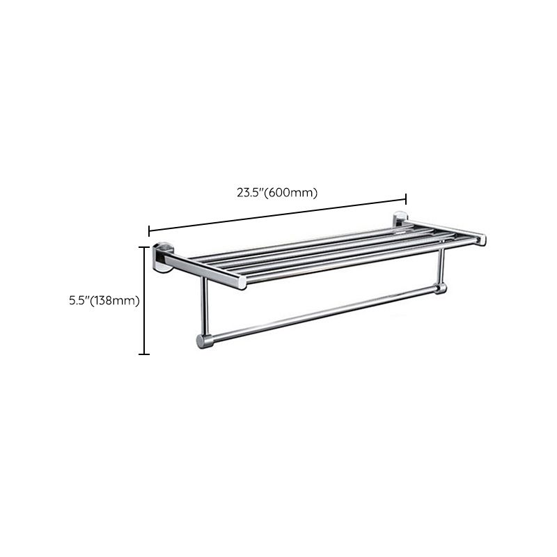 Skorter | Polished Chrome Modern Bathroom Accessory Set Silver Towel Holder/Bath Shelf