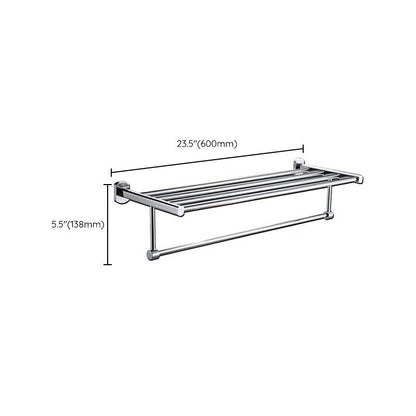 Skorter | Polished Chrome Modern Bathroom Accessory Set Silver Towel Holder/Bath Shelf
