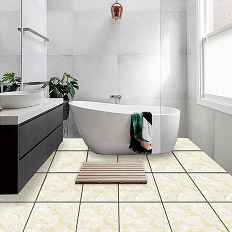 Skorter | Modern PVC Peel and Stick Tile Floor Marble Look Mold Resistant Vinyl Tiles