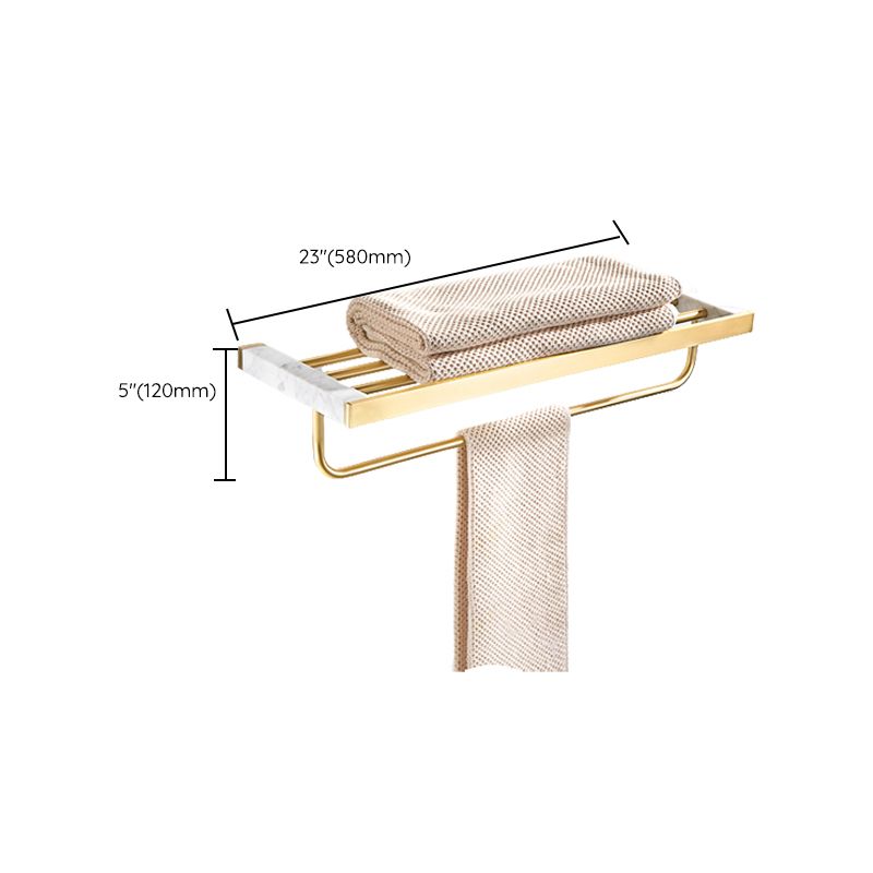 Skorter | Brushed Brass Bathroom Accessory Set Metal & Marble Bathroom Hardware Set with Bathtub Shelf