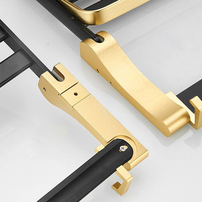 Skorter | Contemporary Bathroom Accessory Set Black & Golden Bath Shelf/Towel Bar