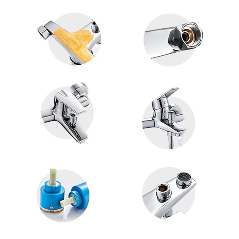 Skorter | Contemporary Wall Mounted Bathroom Faucet Lever Handles 2-Hole Faucet Brass Faucet