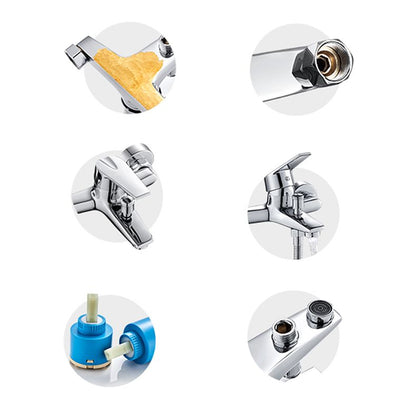 Skorter | Contemporary Wall Mounted Bathroom Faucet Lever Handles 2-Hole Faucet Brass Faucet