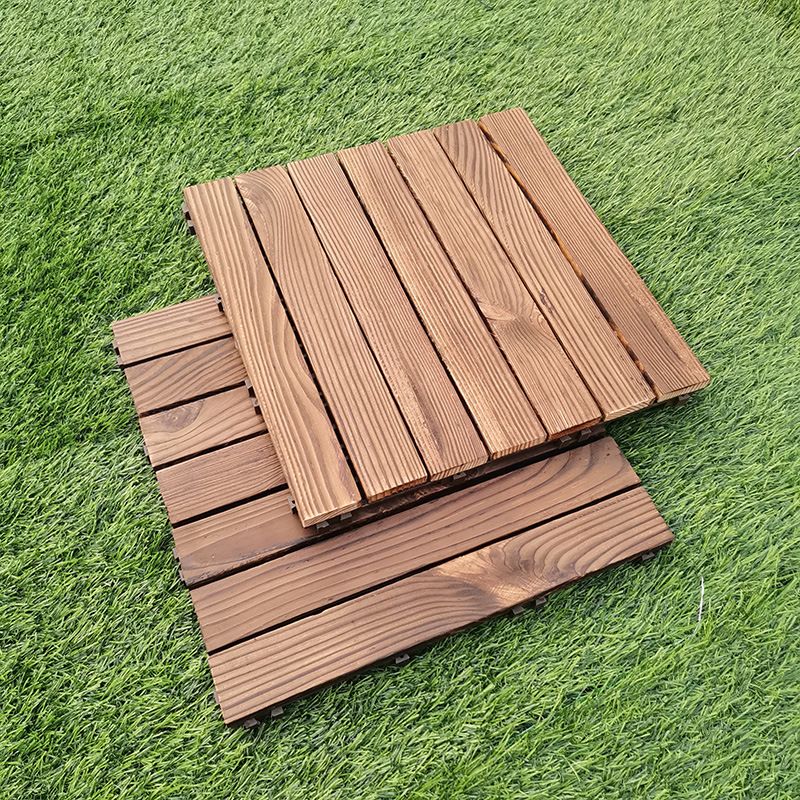 Skorter | 7-Slat Square Wood Floor Tiles Click Installation Outdoor Floor Tiles