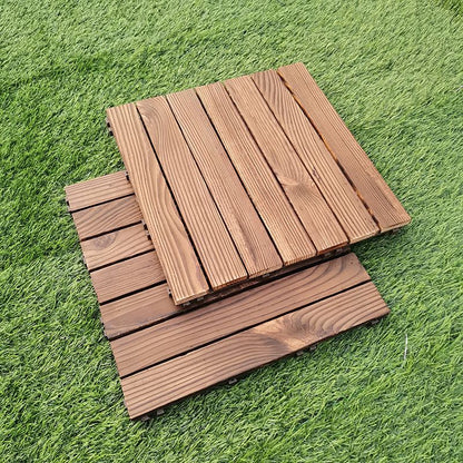 Skorter | 7-Slat Square Wood Floor Tiles Click Installation Outdoor Floor Tiles