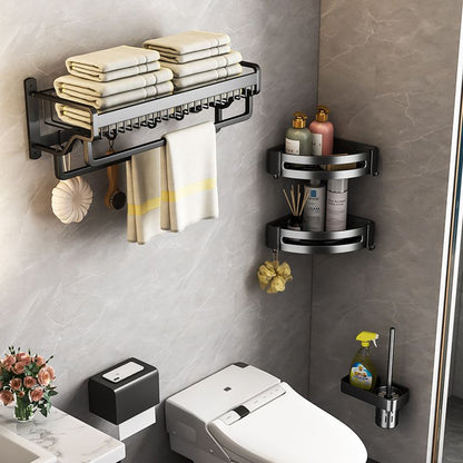 Skorter | Modern black metal bathroom hardware set towel bar bathroom hardware set