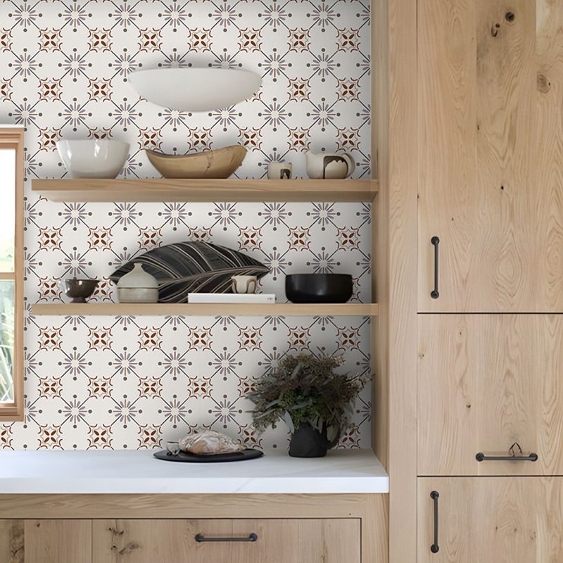 Skorter | Beige Tone Peel & Stick Tile Square Pattern Print Single Tile