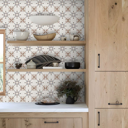 Skorter | Beige Tone Peel & Stick Tile Square Pattern Print Single Tile