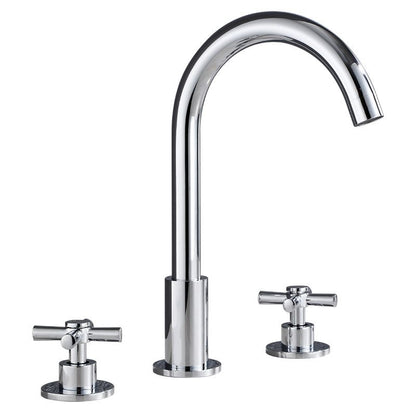 Skorter | Goose Neck Bathroom Sink Faucet 2 Handles Hot and Cold Water Sink Faucet with Drain