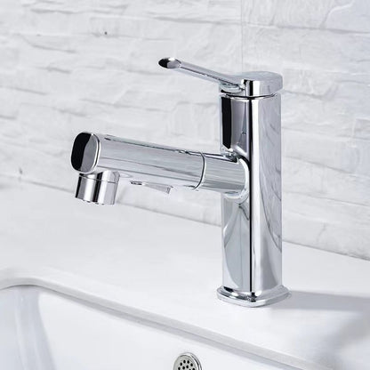 Skorter | Contemporary Vessel-Faucet Pull-out Centerset Faucet with Swiveling Spout