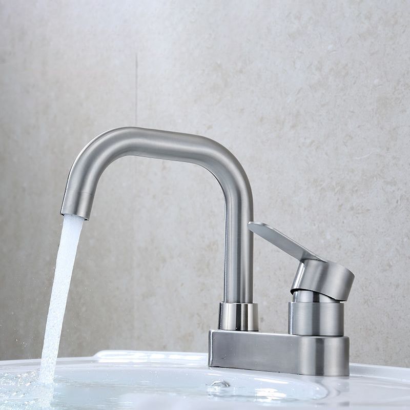 Skorter | 304 Stainless Steel Center Faucet Bathroom Single Handle Hot and Cold Sink Faucet