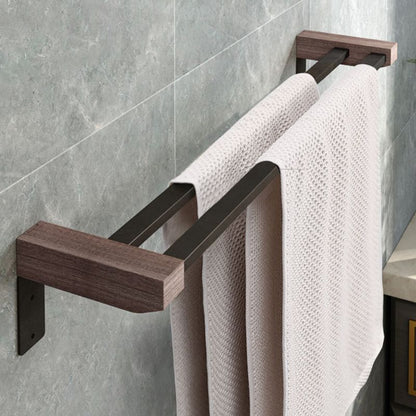 Skorter | 7-piece bathroom accessory set metal bath set with wood accents