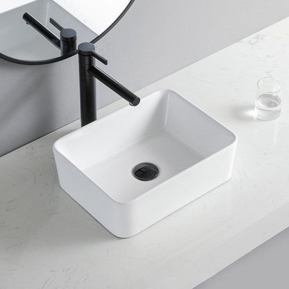 Skorter | Contemporary Bathroom Sink Porcelain Rectangular Vessel Sink Sink Only